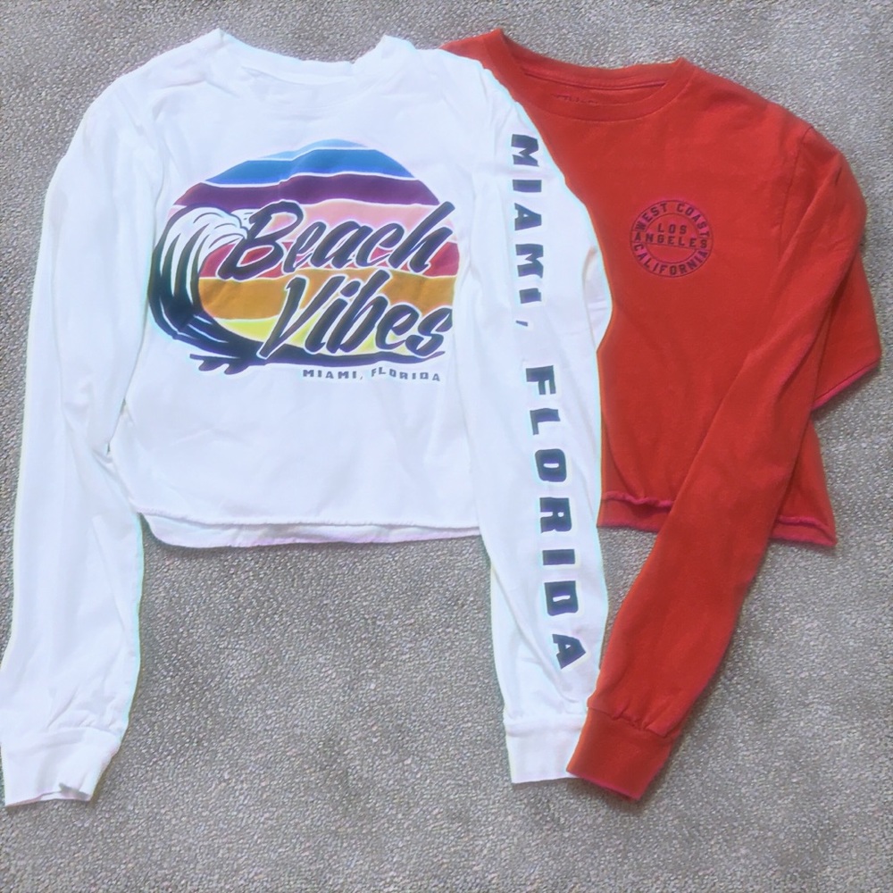 2 cute cropped long sleeve tees
